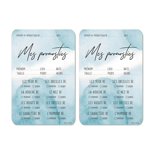 2 Cartes naissance ‘les pronostics’ jeu baby shower